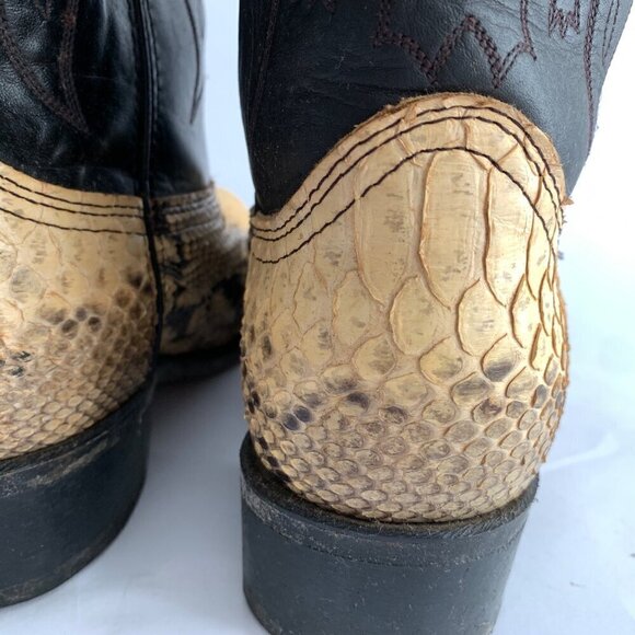 Durango Vintage Python Black Leather Cowboy Boots 9 - Picture 4 of 10